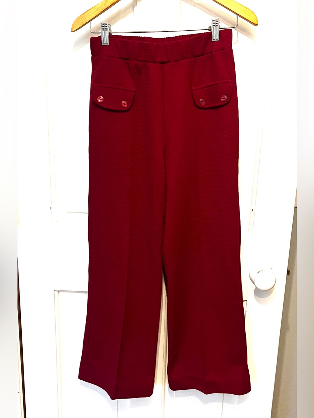 Vintage Wide-Leg Women's Pants in Deep Red